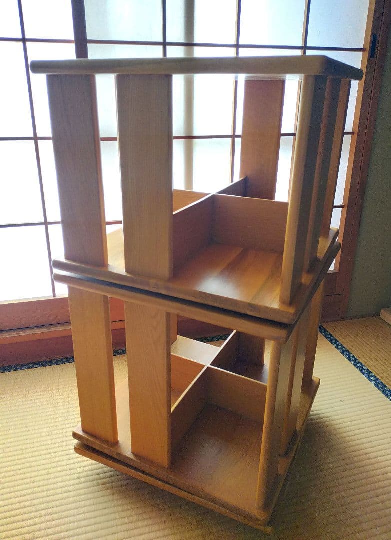 本棚 木製 回転式 通販生活 ブックラック ぼん家具 【完成品】本棚 回転 キャスター 可動棚 木製 ラック スリム