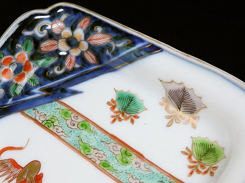 古伊万里 金襴手 桐に鳳凰 団龍紋に花の図 長角皿 289AS-BQs - メルカリ