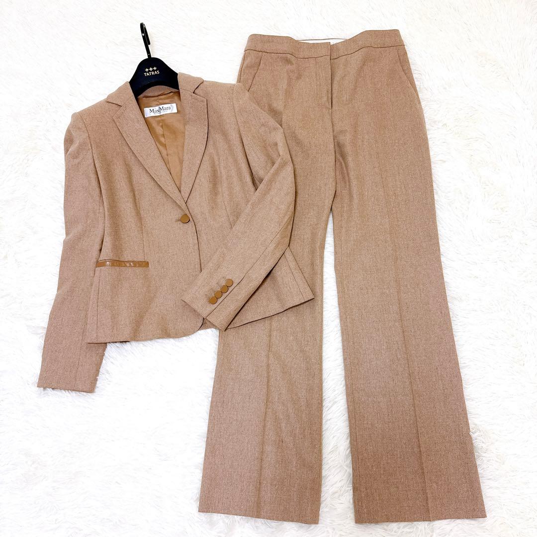 マックスマーラ 最高級✨白タグ セットアップ ウール カシミヤ 羊革 38