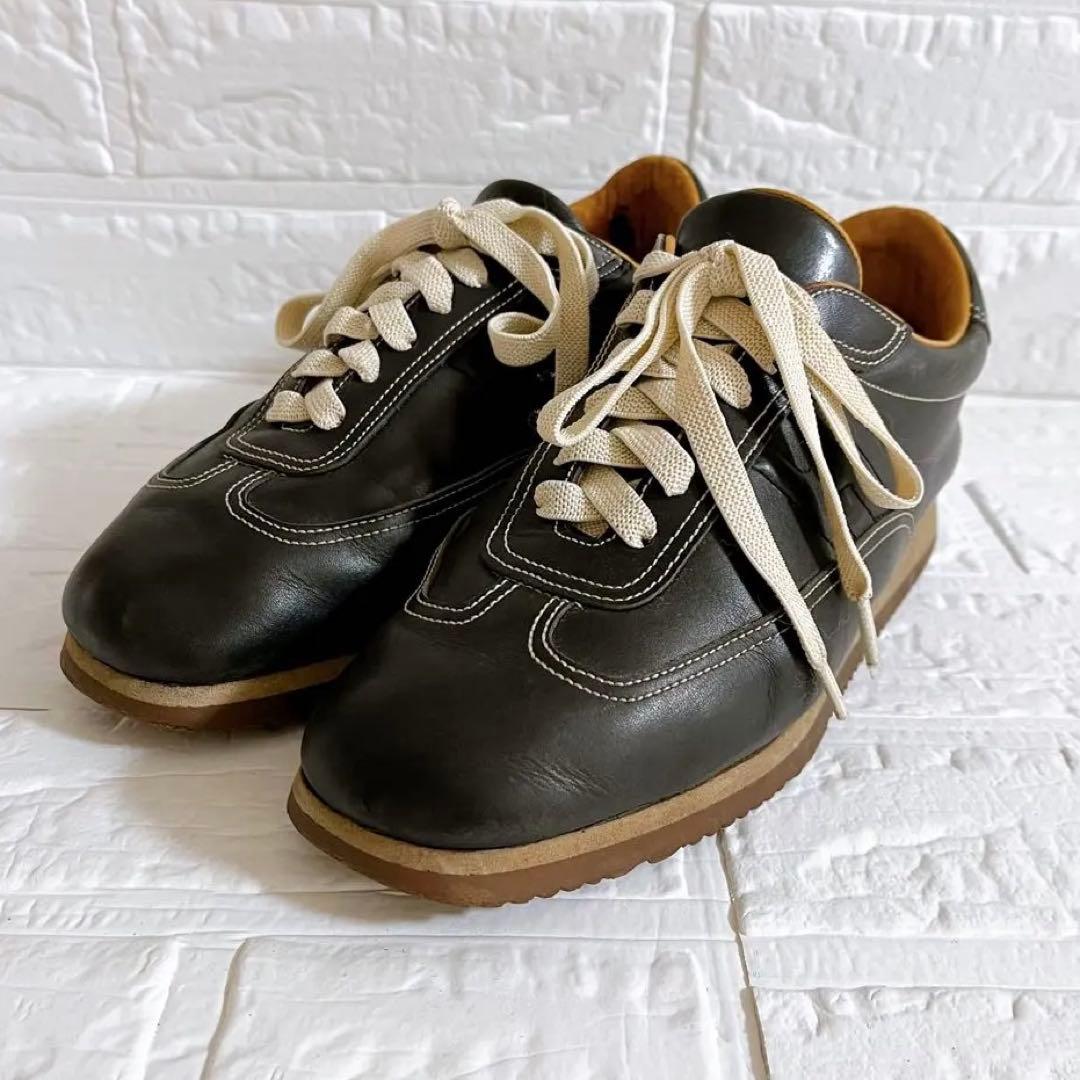 HERMES✨Hロゴ クイック レザー スニーカー 黒 36 イタリア製 - メルカリ