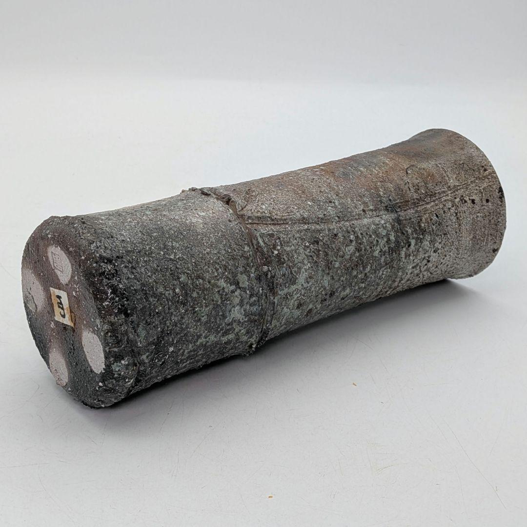 酉々窯 岩淵重哉 自然釉竹花生 四方桟盛蓋共箱