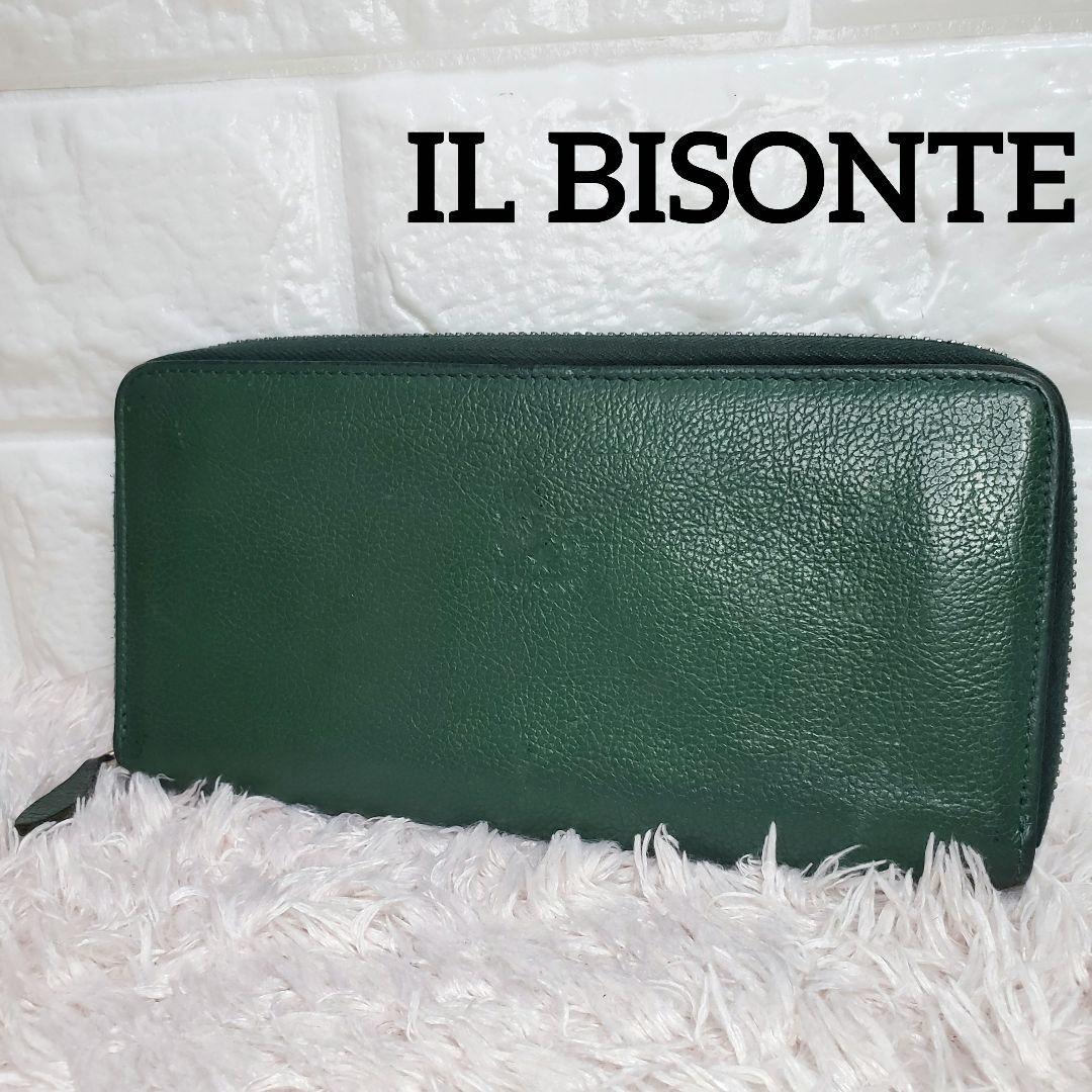 IL BISONTE イルビゾンテ グリーン ラウンドファスナー長財布 - メルカリ
