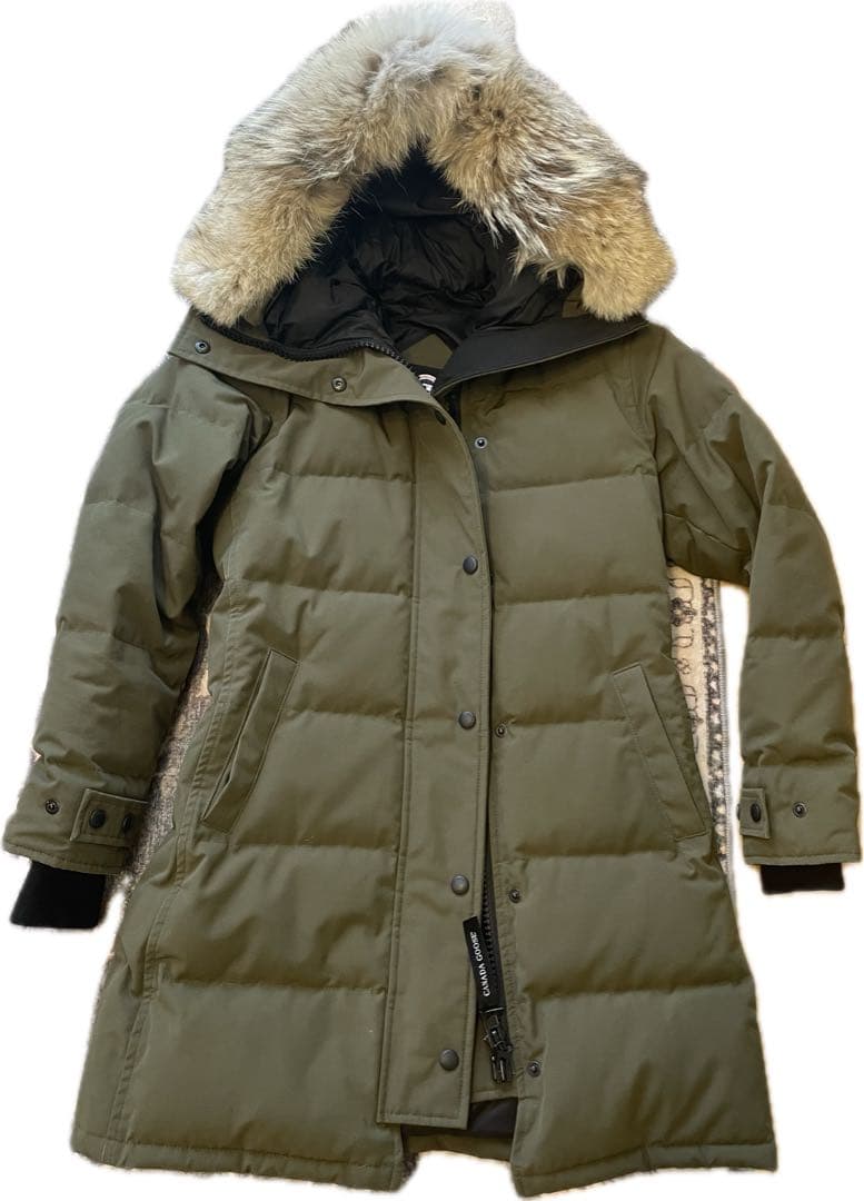 ★良品★カナダグースシェルバーンパーカ XS オリーブグリーンフード付きダウン ☆良品☆カナダグースシェルバーンパーカ XS オリーブグリーンフード