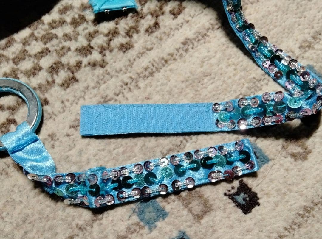 ベリーダンス衣装ブルー オリエンタル アームカバー付M-L水色