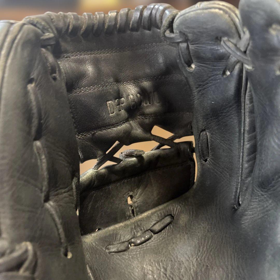 90'Sミズノ ビューリーグ 硬式グローブ 旧Mラベル 赤ビュー 日本製 黒