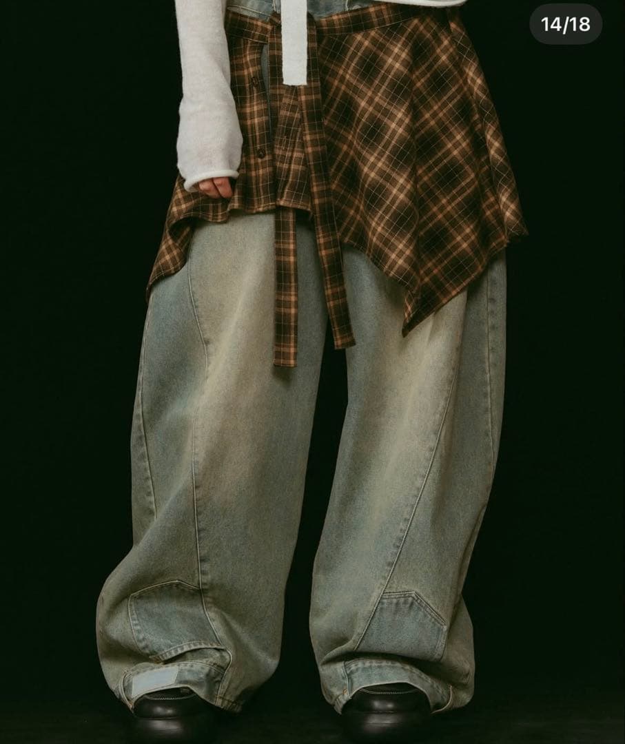 Knuth Marf shirt wrap denimpants/blueデニム shirt wrap denim pants/blue | KNUTH MARF