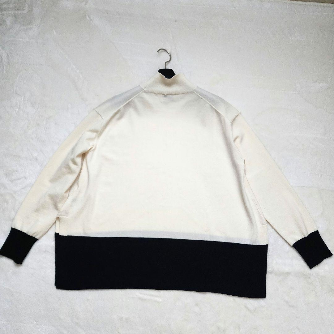 極美品】UNITED ARROWS 近年 テントラインハイネックニット 黒×白