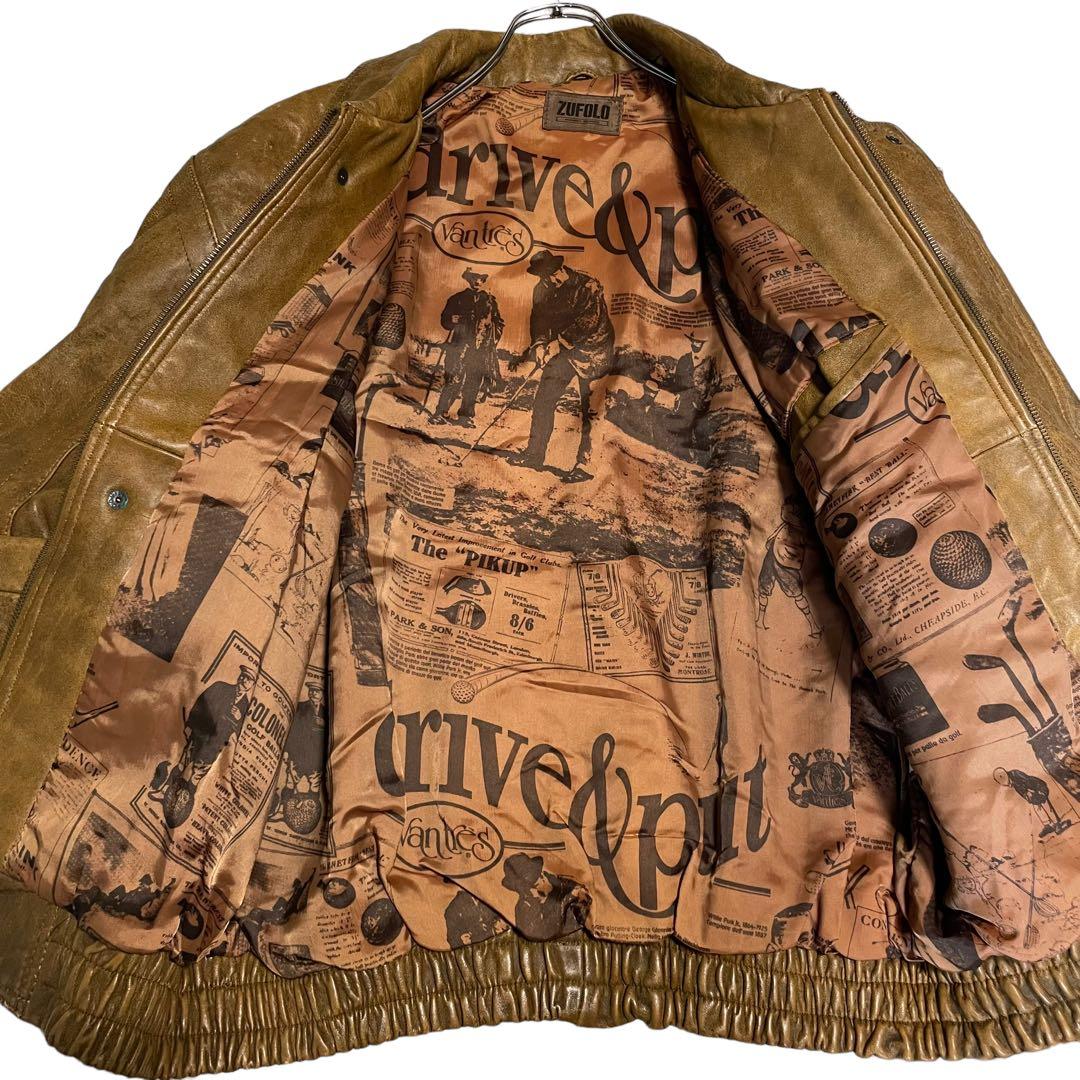 派手裏地【ZUFOLO】羊革 本革 ラムレザーライダースジャケット