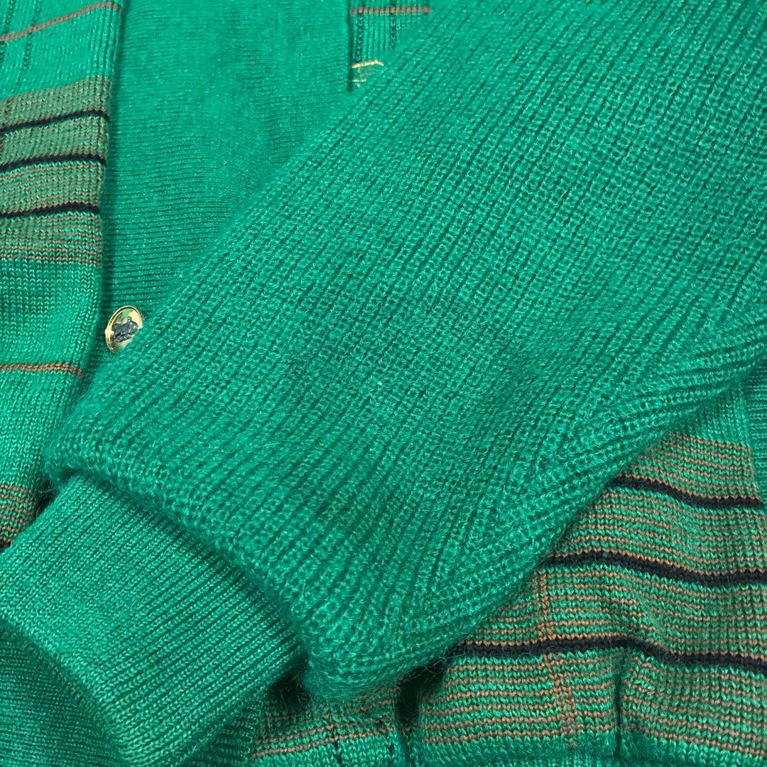 か*ず様 M455 CELINE 緑色 ストライプ カーディガン - メルカリ