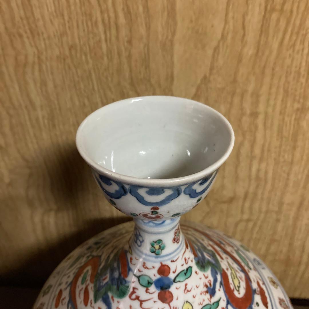 中国 色絵 瓶 龍鳳花蝶図 大明萬暦年製銘 - メルカリ