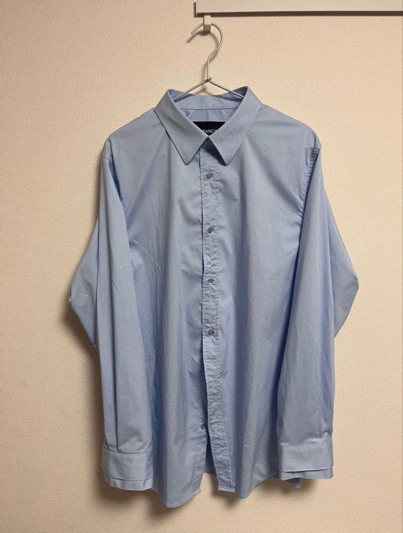 GRANCY ダブルカフスデザイン カーブライン シャツ ライトブルー L