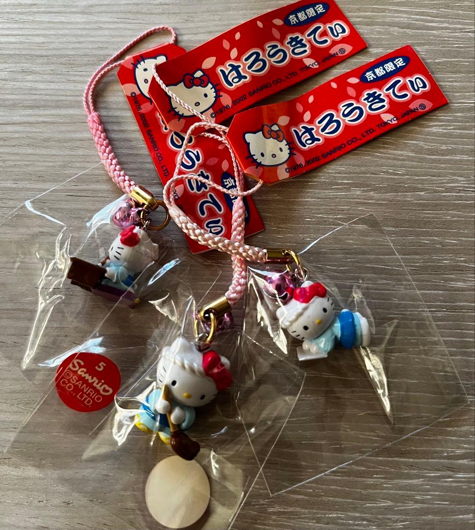 激レア◎京都限定◎小坊主キティ◎根付けストラップ◎3種類セット 木魚❤️キティ 根付け ストラップ 京都 ご当地 レア おすすめ 限定