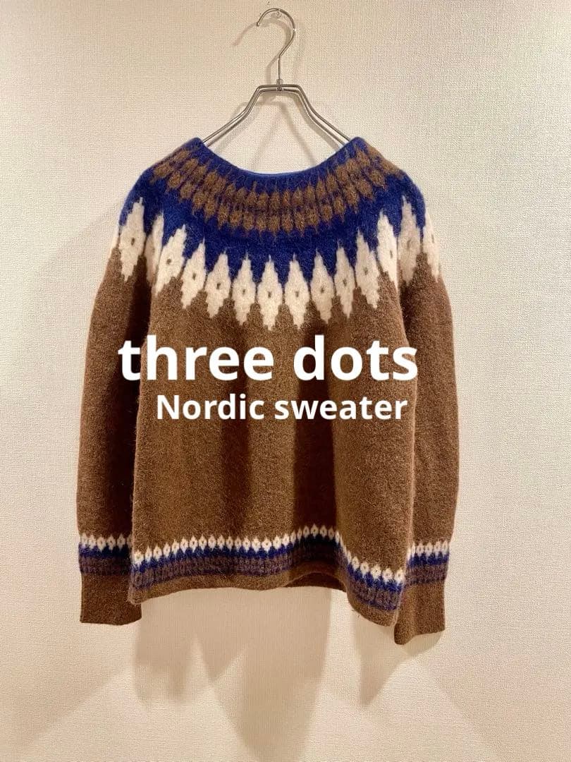【three dots】ノルディック柄長袖セーター ブラウン セール】ノルディック柄ニット（ニット/セーター）｜2ly2（トゥーリー