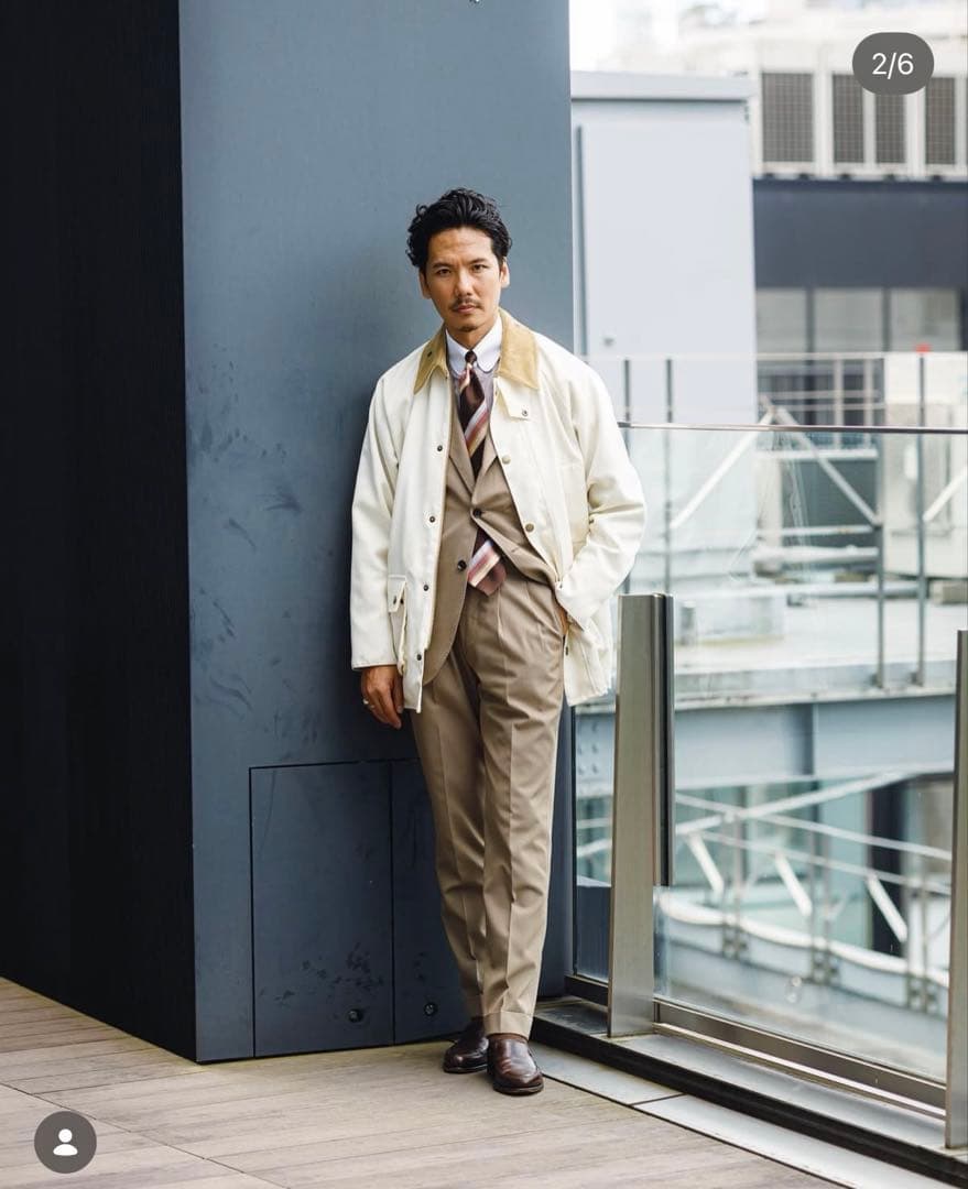 バブアー beams f 西口 36 アイボリー Barbour ビデイル - メルカリ