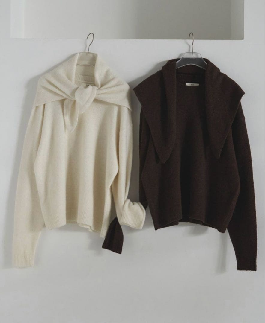 ànuke【新品】Layered Scarf Knit アイボリー　ニット ànuke Layered Scarf Knit【新品未使用品】 anuke - メルカリ