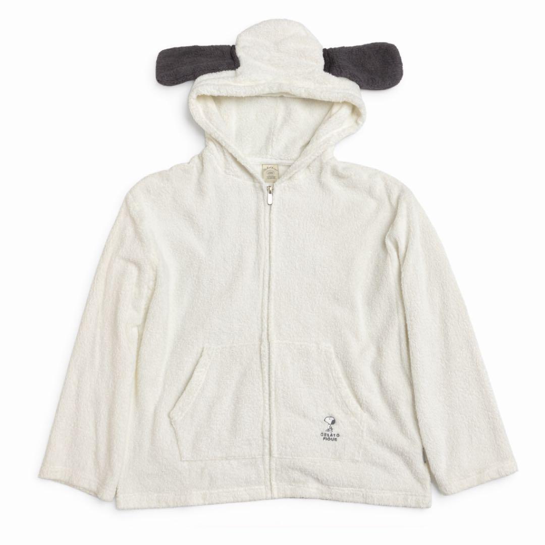 美品 ジェラートピケ スヌーピー ピーナッツ パイル パーカー - メルカリ