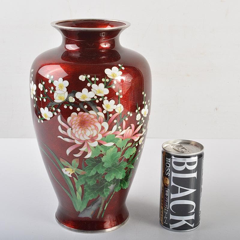 七宝焼 安藤七宝店 純銀刻印 透釉 四君子文 花瓶 M R7023 - メルカリ