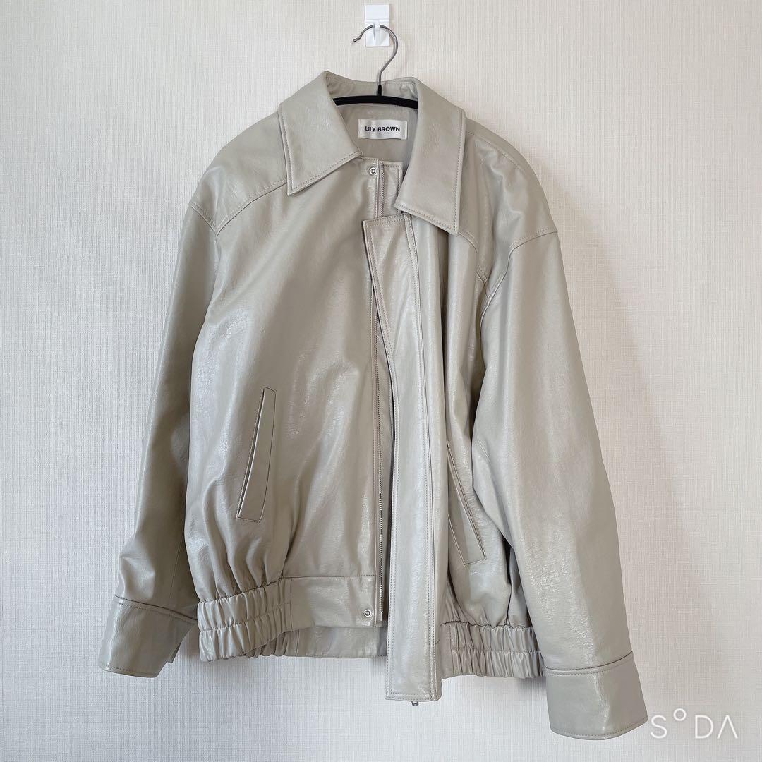 LILY BROWN ヴィーガンレザージャケット アイボリー オーバーサイズ