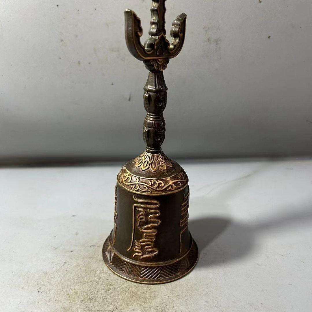 浮彫天蓬帝鐘天蓬鐘鈴 道家用品 三清鈴 三叉金剛鈴 仏具 置物 天蓬帝钟手摇铃黄铜道教三叉金刚铃法器道门法宝铜铃铛- 聊斋茶舍
