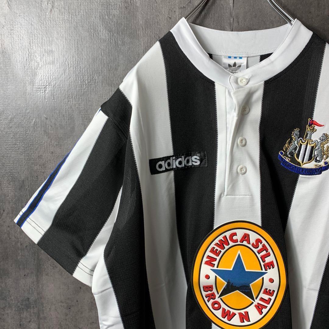 【★ニューカッスル】 アディダス サッカー 95年 レトロ ユニフォーム 2XL ☆ニューカッスル】 アディダス サッカー 95年 レトロ ユニフォーム