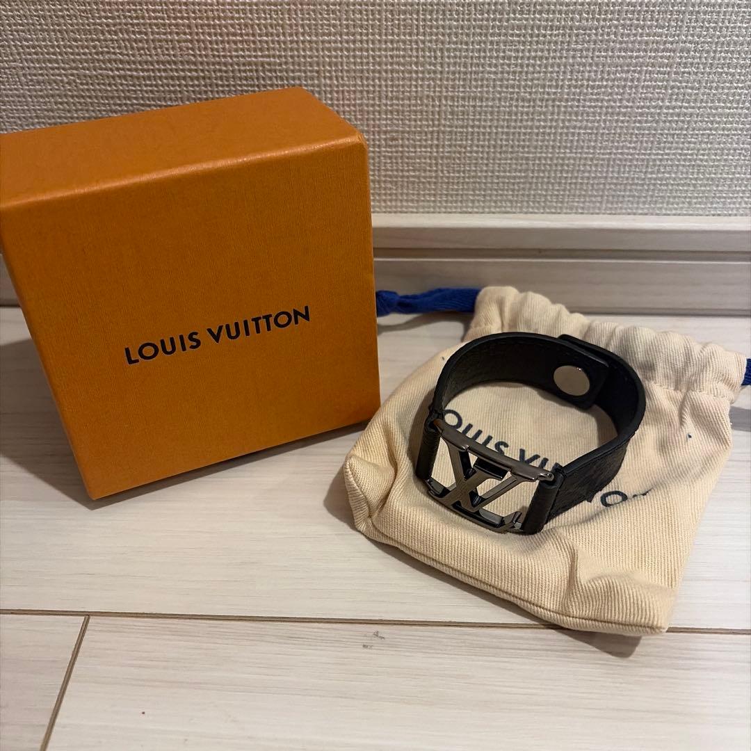 正規品 ルイヴィトン レザーブレスレット ブラック 中古・古着通販】LOUIS VUITTON (ルイ ヴィトン) レザーブレスレット