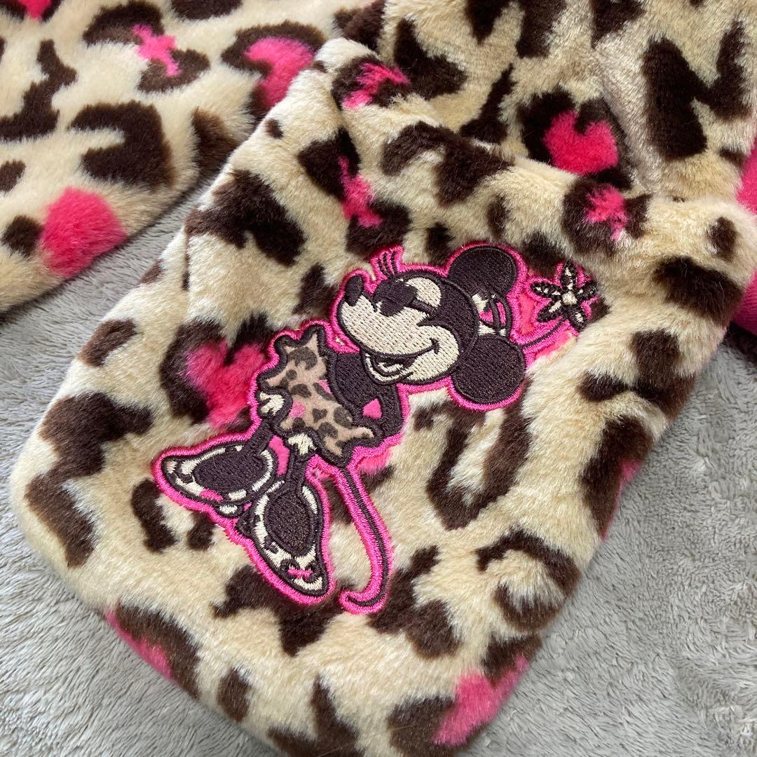 ミニーマウス ヒョウ柄ファンキャップ マフラー - メルカリ