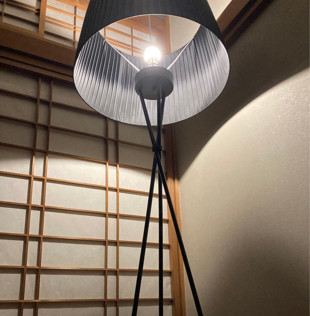 大型フロアライト プリーツシェード スタンドライト ブラック 間接照明 モダン！ ブラック] VeroMan ライト フロアライト フロアスタンド 間接照明