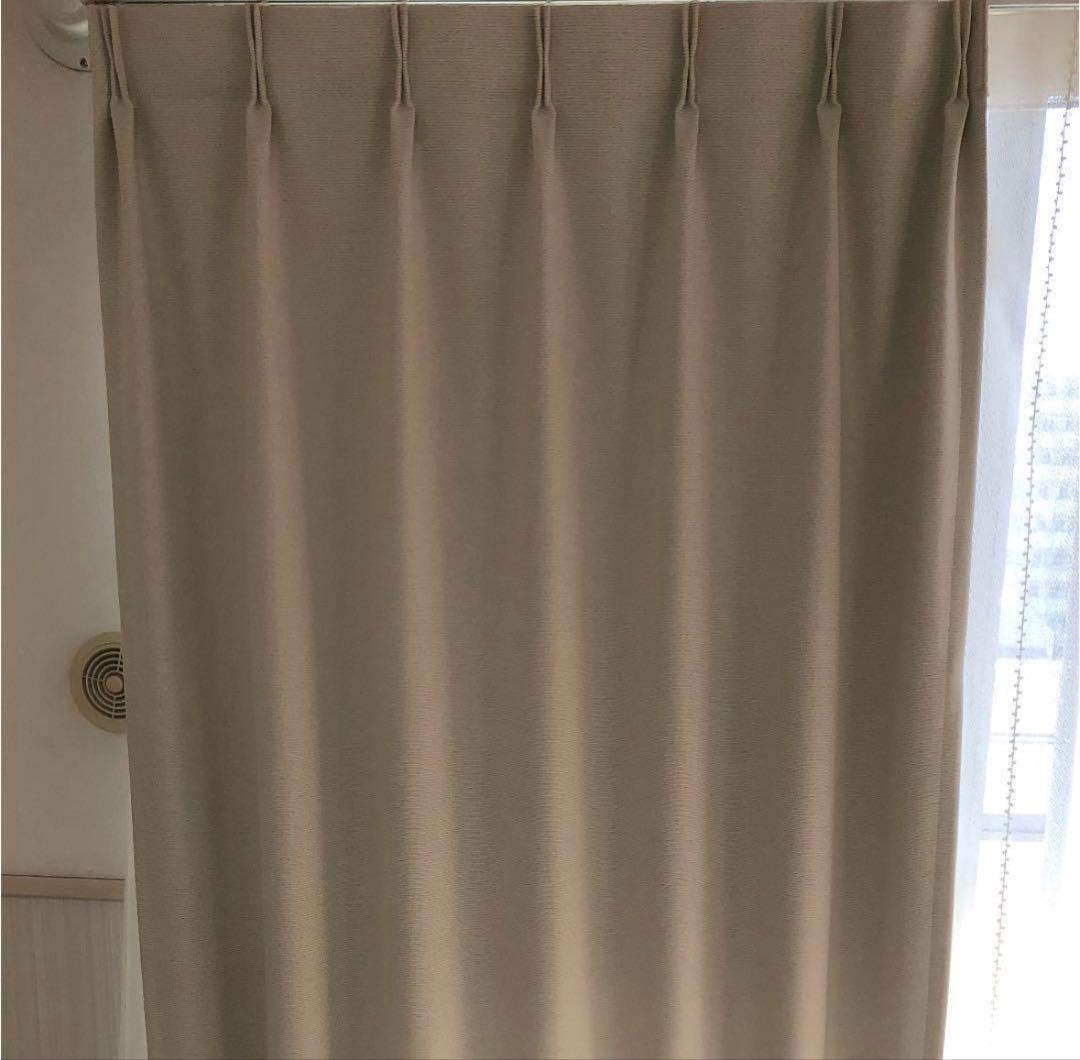 MUJI ポリエステルカーテン アイボリー2枚組 ポリエステル二重織プリーツカーテン（防炎・遮光性）／アイボリー