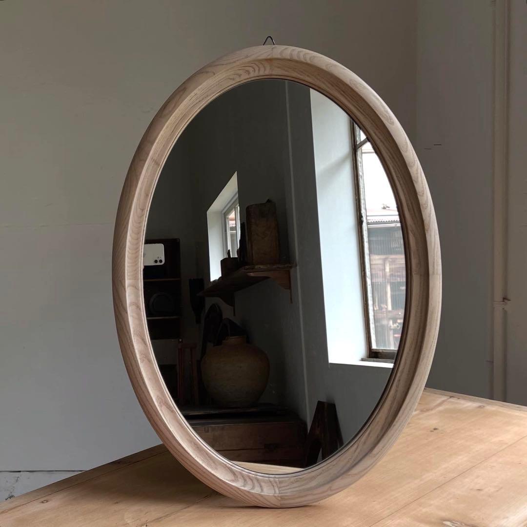 アンティーク　古い木枠オーバルミラー　鏡　壁掛け　レトロ　アトリエ　古道具 楽天市場】鏡 壁掛け 丸 オーバル ウォールミラー 日本製 楕円形 楕円