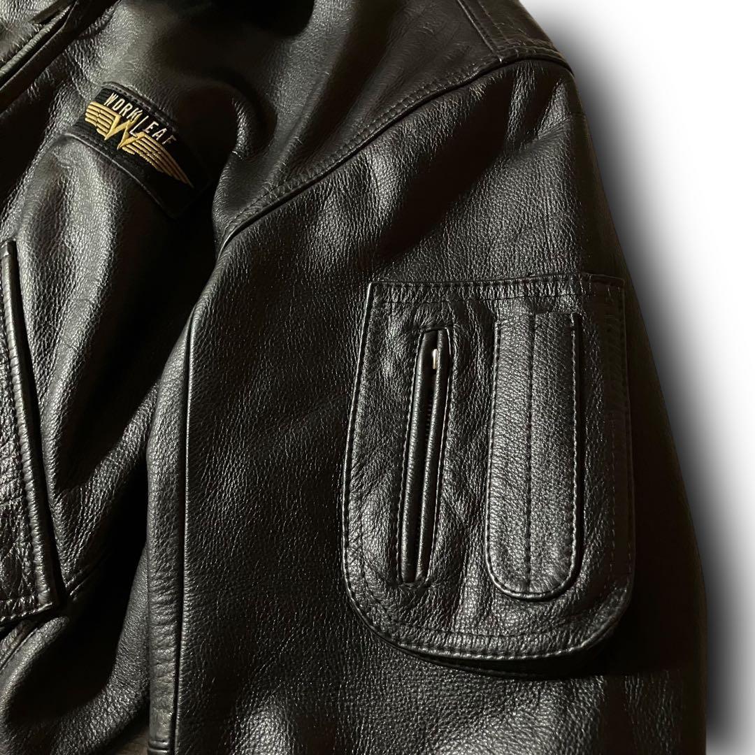 vintageレザージャケットCWU-45P型フライトジャケット本革ブラック黒L