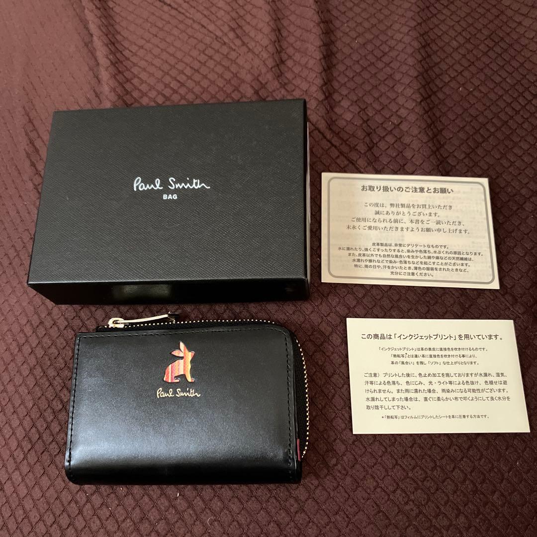 ポールスミス■＆キーケース■ブラック/ラビット■箱付■21410円 マーケトリー ブライトストライプ ラビット キーケース（ブラック