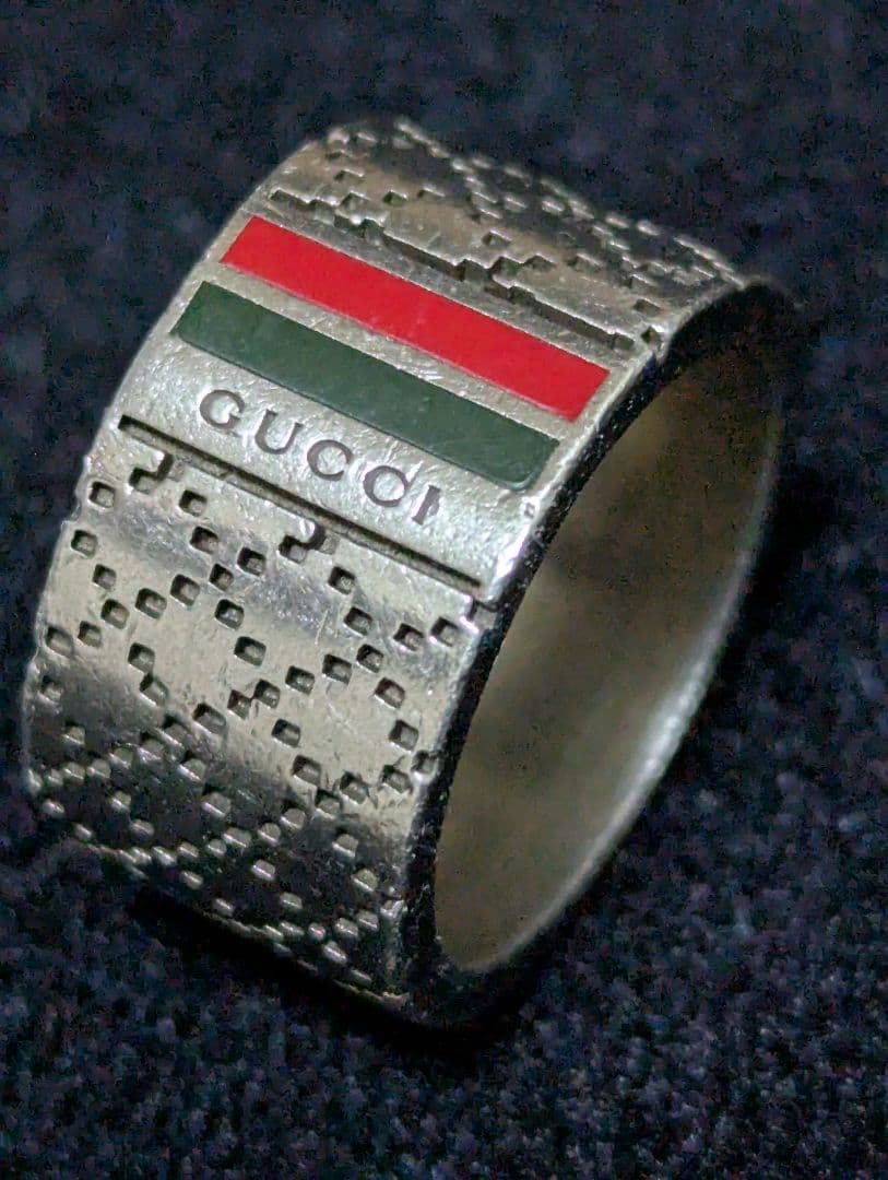 GUCCI ロゴ入り ストライプ リング19号 グッチ GUCCI 指輪 163179 J8400 8106 TM STRIPES RING トレードマーク