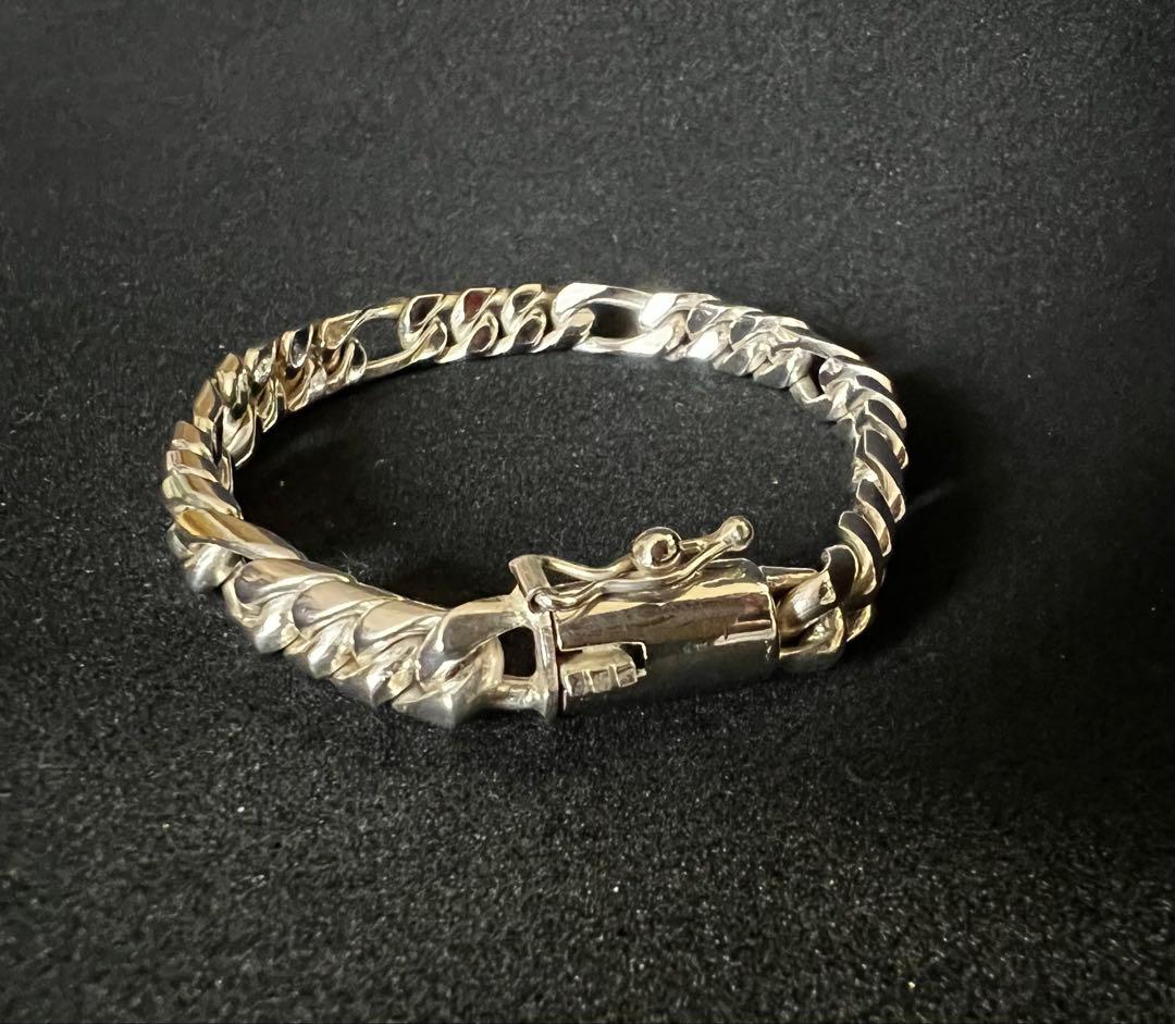 シルバー 925 フィガロチェーンブレスレット 美品 シルバー925 チェーンブレスレット 中折れ フィガロチェーン