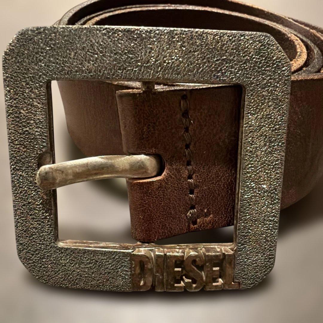 DIESEL ブラウンレザーベルト - メルカリ