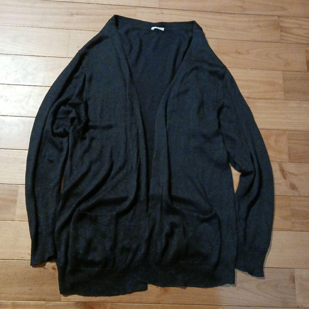 COMOLI ボタンレス 7G SILK CARDIGAN navy 2中*人様 comoli 7Gシルク