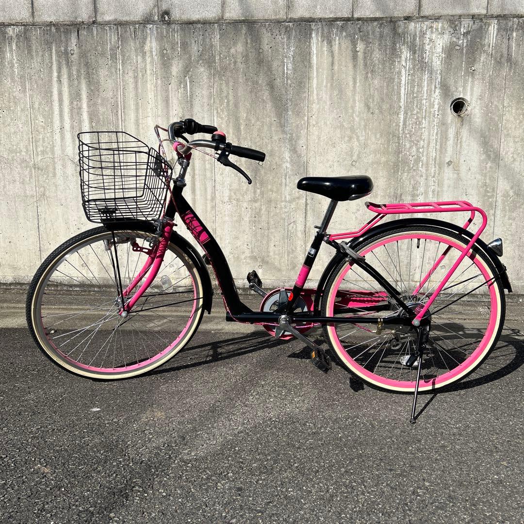 ティーンズ用自転車 黒×ピンク 24インチ (大阪兵庫引き取り限定)6段