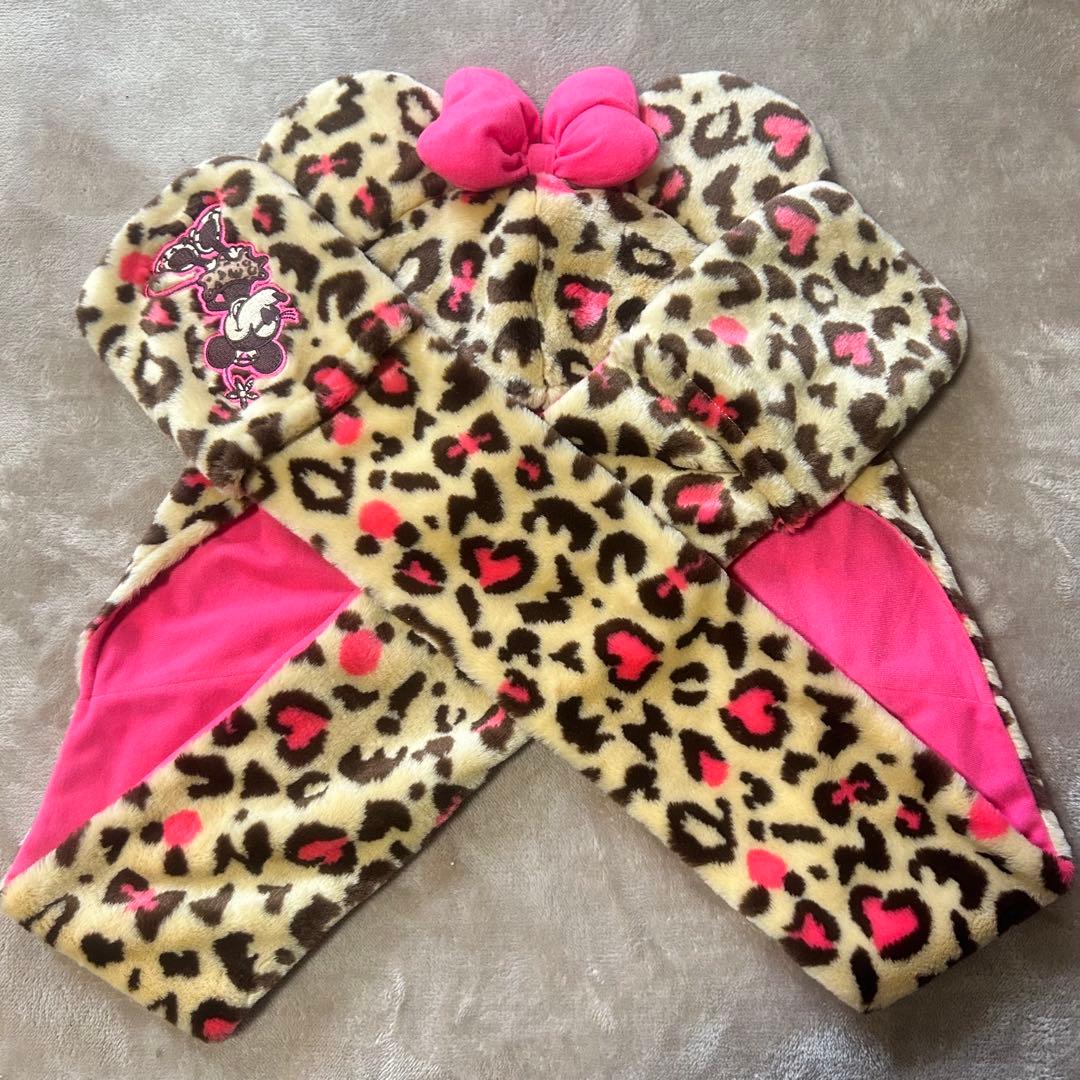 値下げ可 ディズニー ヒョウ柄 マフラーキャップ ミニー 美品 - メルカリ