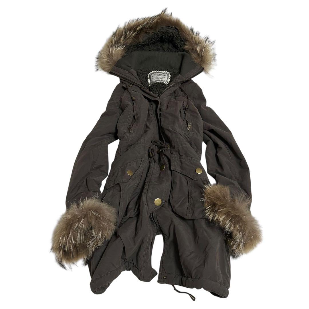 00's vintage ミリタリー　ファージャケット　グランジ　y2k y2k military グランジ ミリタリージャケット カーキ ファー ボア