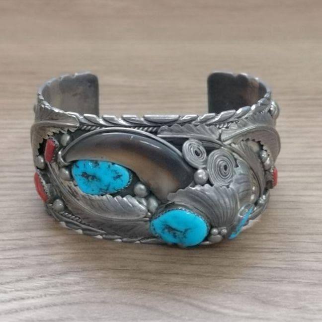 天然石 ナバホ族バングル インディアンジュエリー ベアクロー