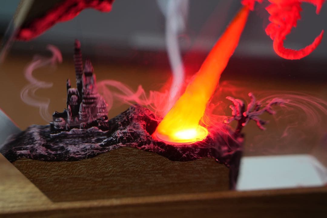 【在庫処分】ドラゴンの息吹 炎の城 レジンランプ 中世ファンタジー 騎士 冒険