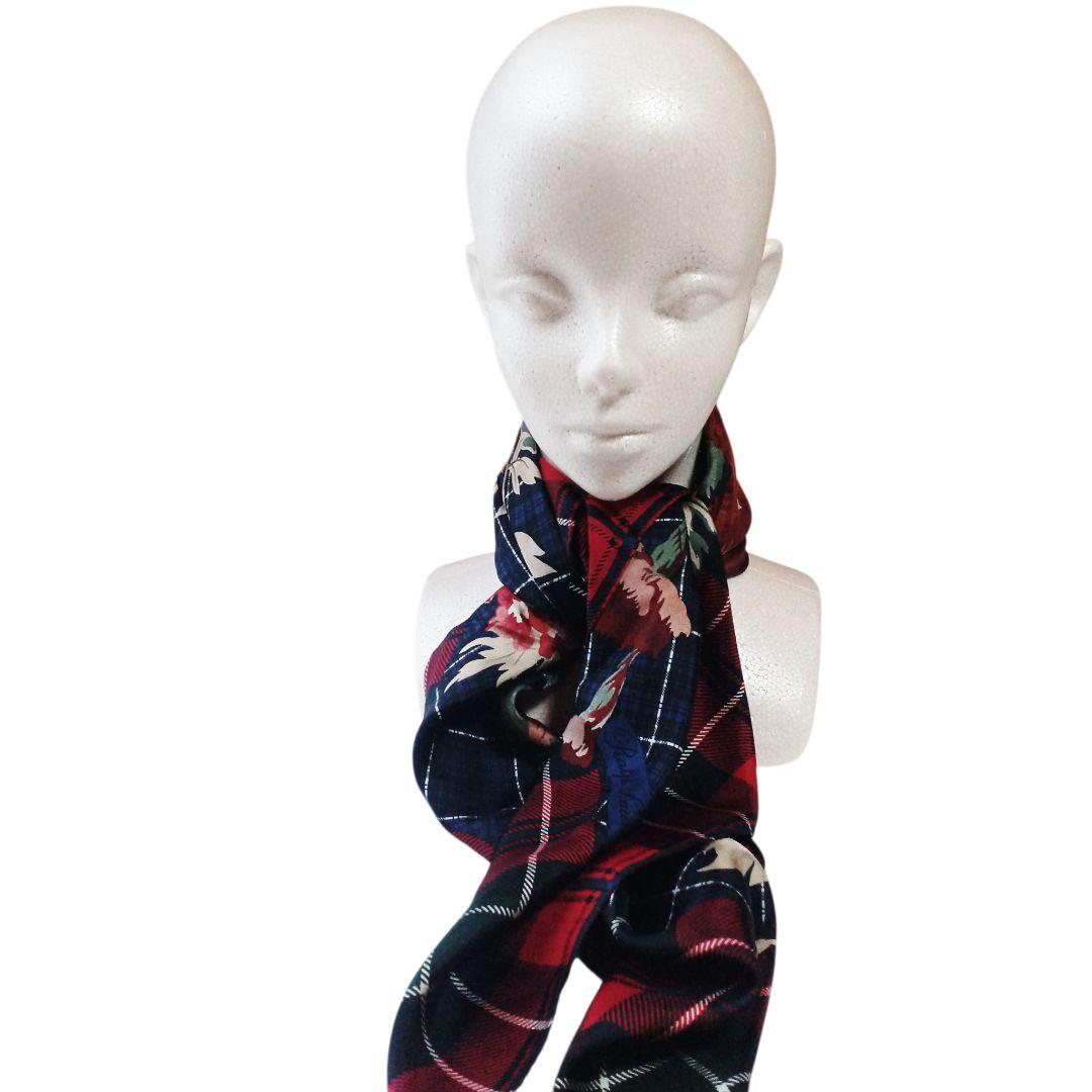 Ralph Lauren シルクスカーフ 大判 チェック×フローラル 花柄 上品