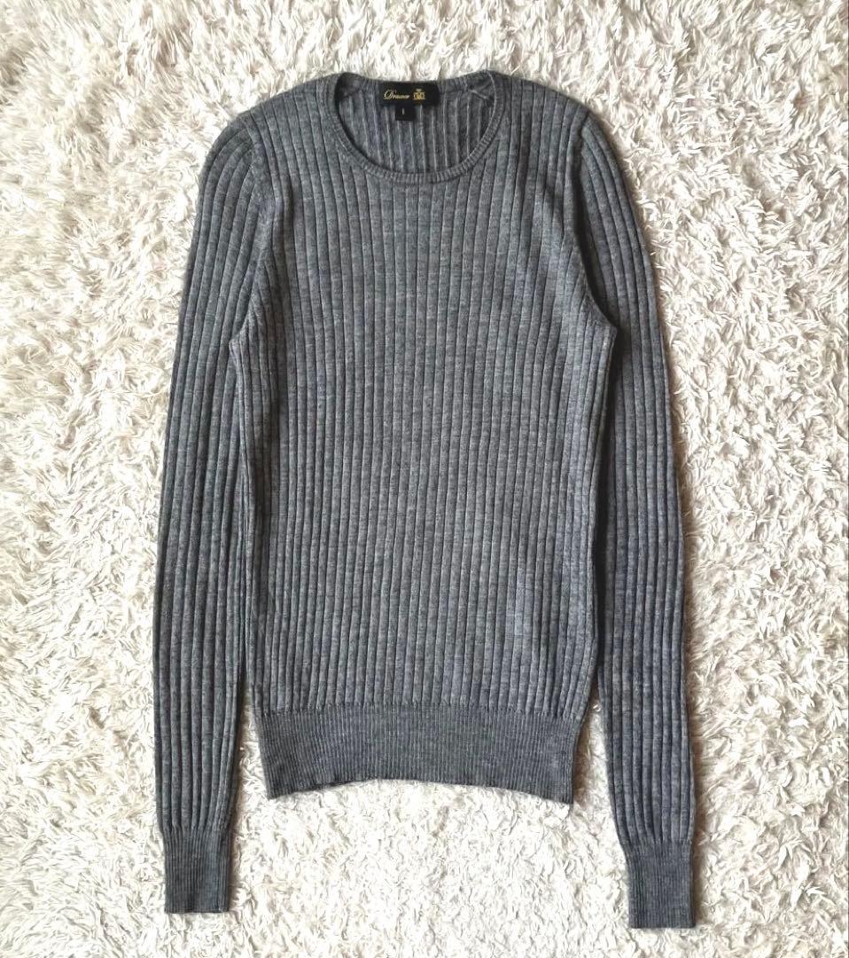 ゆ*こ様 美品◯ドゥロワー カシミヤシルク リブ ニット グレー 1 Drawer / ドゥロワー | 18G カシミヤシルクリブクルーネックニット | F