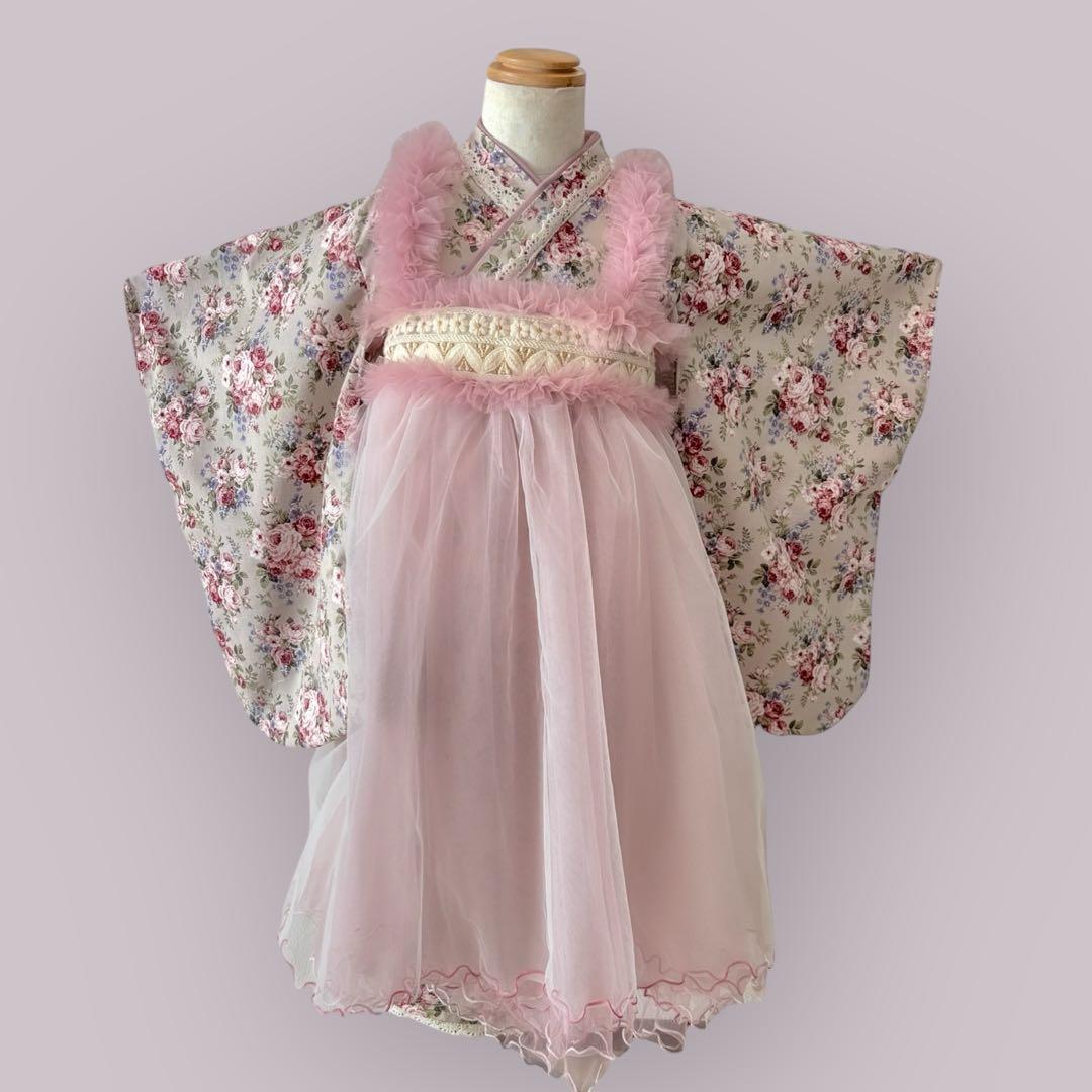 新作】七五三 着物 ハンドメイド 女の子 被布 レース被布 - メルカリ