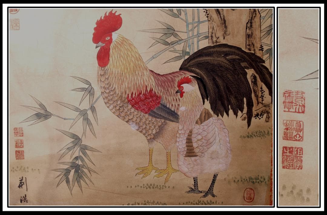 骨董掛け軸 中国五代荆浩 肉筆保證 掛け軸 古美術 AK948A12-3