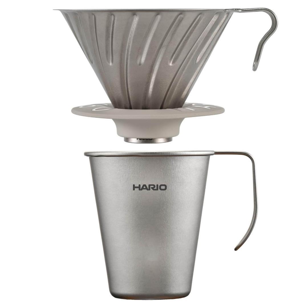 HARIO V60チタンドリッパー1~4杯用+シングルレイヤーチタンマグセット