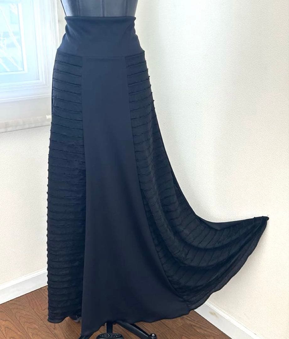 ファルダ BKリボンフリル×無地 ハイウエスト フラメンコ 衣装 レッスン着