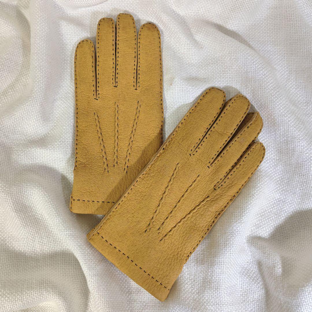 デンツDENTSハンドソーイングカシミヤライニングペッカリーレザー