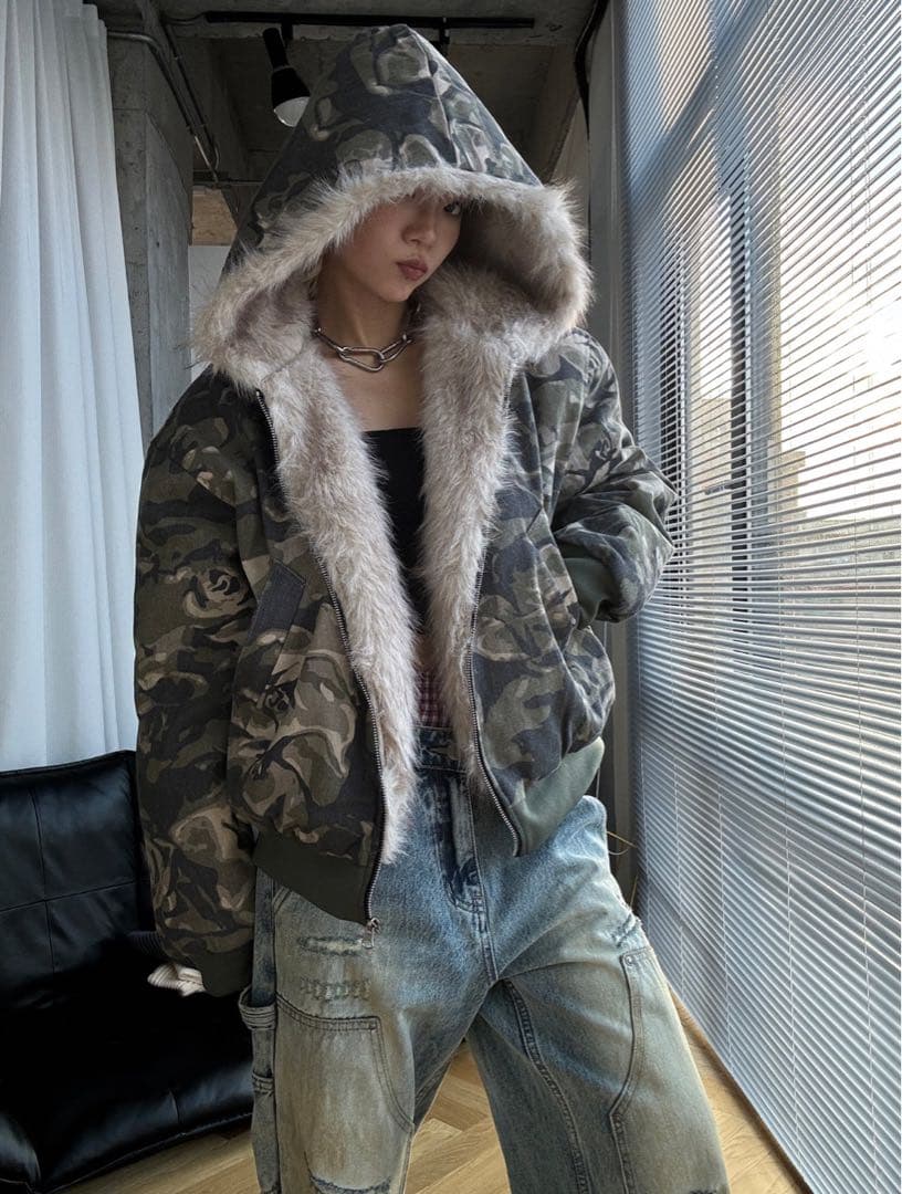 BLACKENERGY 迷彩柄ファー付きジャケット BLACK ENERGY 迷彩ファー付きジャケット - メルカリ