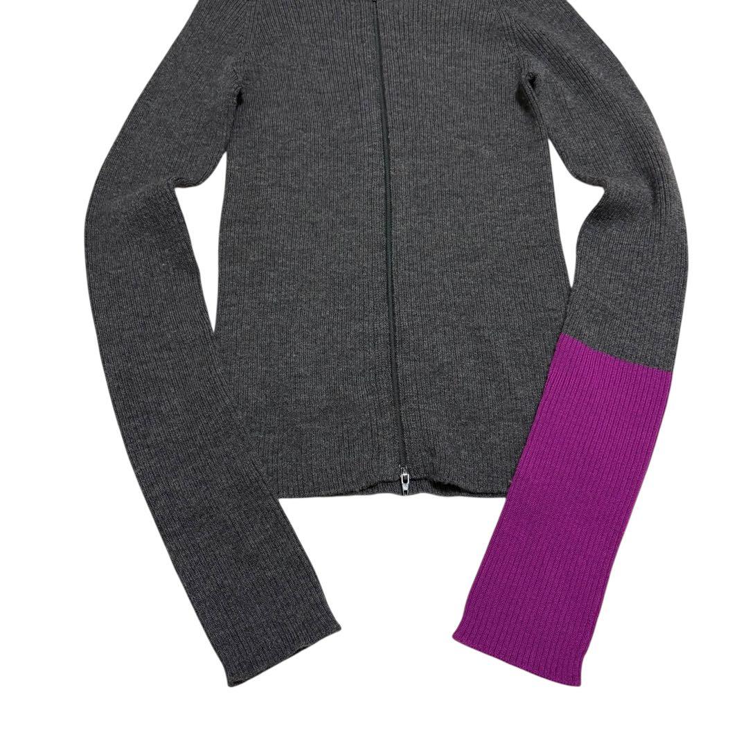 美品 Yohji Yamamoto ハイネック ジップ ニット パープル