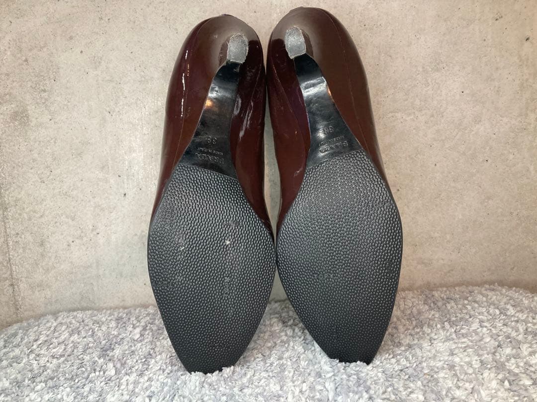 PRADA プラダ パンプス 38 ボルドー エナメル イタリア製 美脚 上品